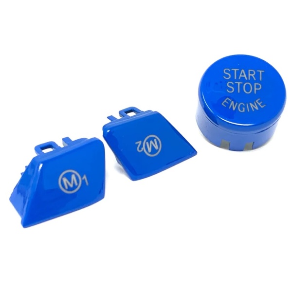 Set Capac Buton Start-Stop + Capace Buton Volan M1+M2 Bmw Seria 4 F36 2014→ SSV-8006+8027+8028 Albastru